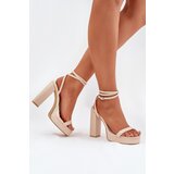 Boto Women's Heeled Sandals With Strap Beige Fevenne | Shoptok.si