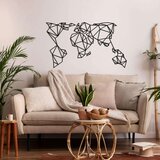 Wallxpert metalni zidni ukras 5138, geometrijska mapa sveta, 150 x 86 cm, crni Cene