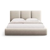 Mazzini Beds Krem baršunasti tapecirani bračni krevet s prostorom za odlaganje s podnicom 140x200 cm Brody – | shoptok.hr