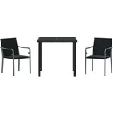  Set od 3 dijela za blagovanje u vrtu s jastučićima crni poli ratan | shoptok.hr