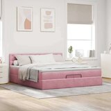  Okvir kreveta s madracima ružičasti 200x200cm baršunasti | shoptok.hr