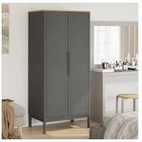 vidaXL Garderobna omara FLORO siva 77x53x171 cm trdna borovina | Shoptok.si