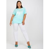 Fashion Hunters Mint loose plus size t-shirt with an applique Cene