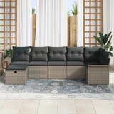 vidaXL Vrtna sedežna garnitura z blazino 7 pcs Siva Poly ratan, (5000153759) | Shoptok.si