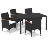  5-dijelni vrtni blagovaonski set s jastucima od poliratana crni | shoptok.hr