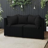 Maison Chic Vrtni kotni kavč - Zunanji kavči z blazinami 2 kosa črn poli ratan, (22040803) | Shoptok.si