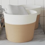 vidaXL Košare za pohranu 2 kom bež-bijele Ø 24 x 18 cm pamučne | shoptok.hr