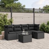vidaXL 6-dijelni set vrtnih sofa s jastucima crni od poliratana | shoptok.hr