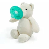 Minikoioi tolažilna duda - silikon Sleep Buddy s plišasto igračo bel medvedek Bela