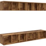 vidaXL Stenski TV kabinet s polico 4 pcs Stari les 37 x 37 x 107.5 cm | Shoptok.si