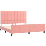  Posteljni okvir z vzglavjem roza 160x200 cm žamet, (20903074) | Shoptok.si