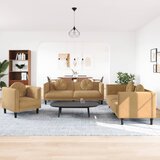 vidaXL 3-dijelni set sofa s jastucima smeđi baršunasti | shoptok.hr