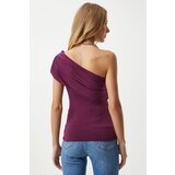 Women's Plum One Shoulder Gathered Knitted Blouse | Shoptok.si