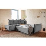 Miuform Siva sklopiva kutna garnitura od samta (s lijevim kutom) Lazy Lukka – | shoptok.hr