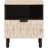  Nočna omarica s predalom Bela 40 x 33 x 46 cm Masiven les manga, (5000107152) | Shoptok.si
