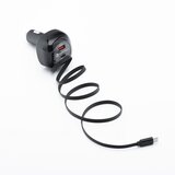 forcell Auto punjač F-Energy Alu USB C + USB A + uvlačivi kabel USB C PD QC4.0 SFC2.0 3A 75W crni | shoptok.hr