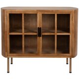 White Label Vitrina iz masivnega kavčukovca v naravni barvi 100x80x38 cm Yaz – | Shoptok.si