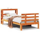 Maison Chic Posteljni okvir - Enojna postelja - Postelja za odrasle z vzglavjem voščeno rjava 100x200 cm borovina, (21695014) Cene