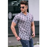 Madmext Men's Gray Short Sleeve Patterned Shirt Cene