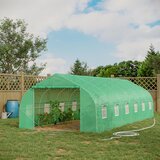 Outsunny Tunelski vrtni rastlinjak s streho iz PE in jekleno konstrukcijo, dvižnimi vrati in okni, 800x300x200cm, zelene barve, (20747953) Cene