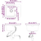  Umivaonik Crna 560 x 460 mm 80% kvarc i 20% smola | shoptok.hr