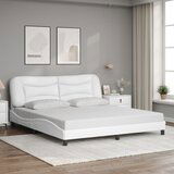 Maison Chic Posteljni okvir - Dvoposteljna postelja - Zakonska postelja z vzglavjem bel 180x200 cm umetno usnje-J5764, (21771906) | Shoptok.si