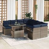  Vrtna sedežna garnitura z blazino 9 pcs Siva Poly ratan, (5000143141) | Shoptok.si