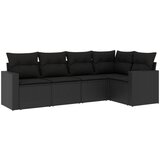 Maison Chic Seti vrtnega pohištva - Vrtna garnitura - Vrtni pohištvo set z blazinami 5-delna črna poli ratan, (21795814) | Shoptok.si