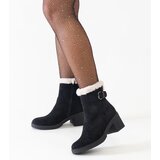 Gemre Black heeled ankle boots decorated with faux fur eco-suede Amtula | Shoptok.si