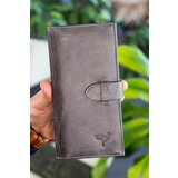 Garbalia Albert Crazy Gray Genuine Leather Unisex Wallet With Rfid Blocking Phone Compartment cene