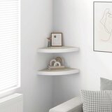  Kutne zidne police 2 kom boja hrasta i bijele 35x35x3,8 cm MDF | shoptok.hr
