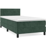 Box spring postelja z vzmetnico temno zelena 90x200 cm žamet, (20725677) | Shoptok.si