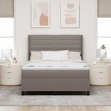  LED Box Spring Krevet Sivo-smeđa 140 x 190 cm tkanina | shoptok.hr