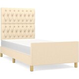  Posteljni okvir z vzglavjem krem 100x200 cm blago, (20907015) | Shoptok.si