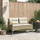  Vrtna klupa s jastucima 116 x 62,5 x 74 cm bež od poliratana | shoptok.hr