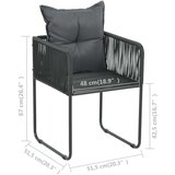 PVC Vrtna jedilna garnitura 3-delna PVC ratan črna | Shoptok.si