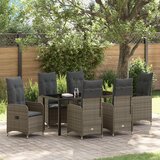 vidaXL 7-delni set vrtne jedilnice z blazinami v sivi barvi poli ratana | Shoptok.si