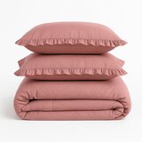 Mila Home Luxury Rožnata enojna posteljnina iz renforce bombaža 140x200 cm Ruffle Striped – | Shoptok.si