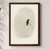 Wallxpert uramljena mdf slika 3752KACT-013, mali čovek grabulja otisak prsta poput zen bašte, 37 x 52 cm | Eponuda.com