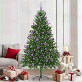 vidaXL Božično drevo med 300 LED z stojalom Zelena 210 cm PE | Shoptok.si