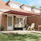 vidaXL Ročna Retraktibilna Tenda Rdeča in Rjava 450x300 cm | Shoptok.si