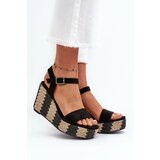 Kesi Women's wedge sandals with a braid, black Reviala cene
