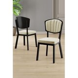 Hanah home set trpezarijskih stolica Nape 4 kom, krem tkanina Babyface, crne metalne noge | Eponuda.com