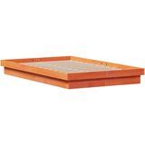 vidaXL LED posteljni okvir voščeno rjav 140x200 cm trdna borovina | Shoptok.si