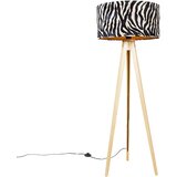QAZQA Les za talne svetilke z odtenkom tkanine zebra 50 cm - Stativ Classic | Shoptok.si