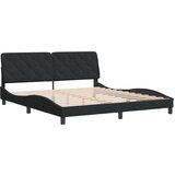  The Living Store Posteljni okvir z vzglavjem črn 180x200 cm žamet - Posteljni Okvir, (21492508) | Shoptok.si