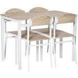 HOMCOM Komplet lesene jedilne mize in 4 stolov iz kovine in MDF, bela, (20745671) | Shoptok.si