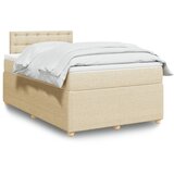 vidaXL Box spring postelja z vzmetnico krem 120x200 cm blago | Shoptok.si
