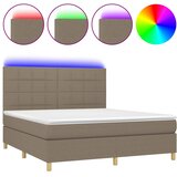  Krevet box spring s madracem LED smeđesivi 180x200 cm tkanina | shoptok.hr