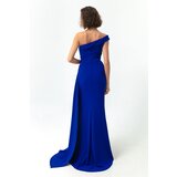 Lafaba Women's Sax One-Shoulder Long Evening Dress with Stones. | shoptok.hr